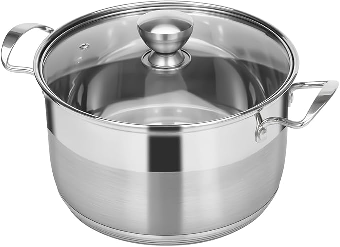 Ohtomber 5 Quart Dutch Pot - Stainless Steel Stock Cooking Induction Pot with Lid for Pasta, Soup, Spaghetti, Nonstick Thick Base Stockpot, Kitchen Cookware for Stew, Simmer, Boiling