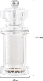 Cole & Mason 675 Refillable Spice Mill - Kitchen & Home Accessory - Salt & Pepper Grinder Set - Salt & Peppercorn Included - Acrylic - Salt & Pepper Set 4.5"