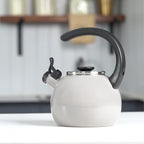 Circulon Enamel on Steel Whistling Teakettle/Teapot With Flip-Up Spout, 2 Quart - Gray