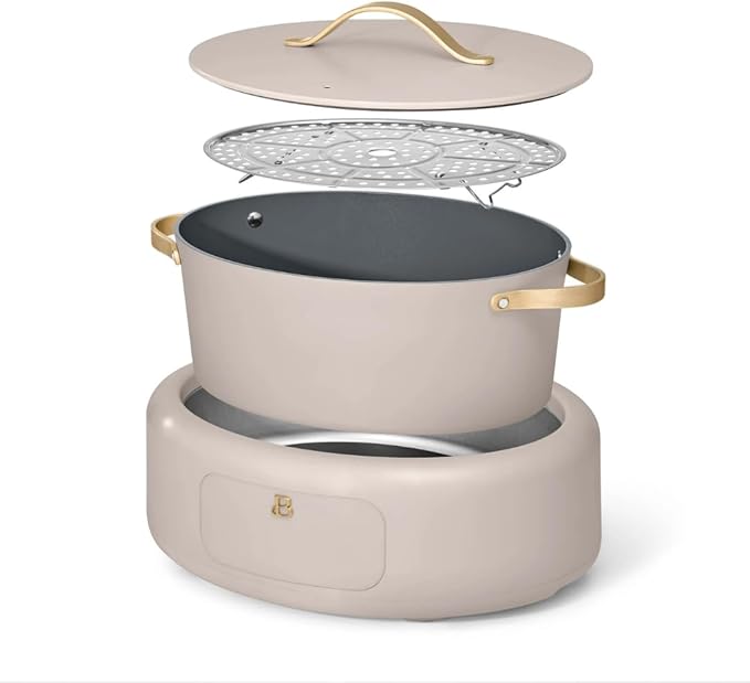 Beautiful 10-in-1 6-Quart Electric Multi-Cooker with Ceramic Coated Pot, Oven Safe to 400°F, Easy Cleanup & Multi-Function Cooking, by Drew Barrymore (Porcini Taupe)