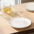 Yachi Ceramic 10 1/4 Inch White Dinner Plates Set of 4 Microwave Oven Dishwasher Safe Dish Porcelain Serving Plates for Kitchen Restaurant Stoneware Dishes for Party Beef Steak, Pasta Plate 10.25 in