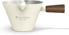 Stainless Steel Espresso Cup - Espresso Shot Cup with Wooden Handle -Measuring Cup with Double Spouts - 4.1OZ/120ML, White