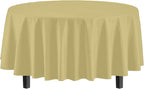 12-Pack Premium Plastic Tablecloth 84in. Round Table Cover - Light Yellow