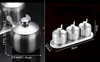 TENT TENTA KITCHEN 18/8 Stainless Steel Seasoning Containers Set Spice Jar Spice Rack Condiment Cruet Bottle Salt Pepper Sugar Storage Organizers with 3 Serving Spoons And Non-slip Base