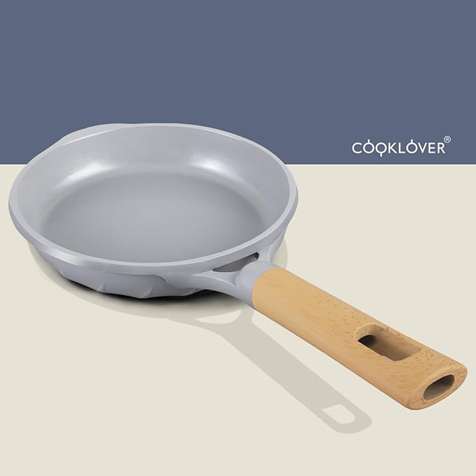 COOKLOVER Nonstick Frying Pan 100% PFOA Free Cookware Induction Skillet Stir Fry Pan (Gray, 7.9 inch)