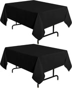 sancua 2 Pack Black Tablecloth 54 x 54 Inch, Stain and Wrinkle Resistant Square Table Cloth - Washable Polyester Table Cover for Dining Tables, Buffet Parties and Camping