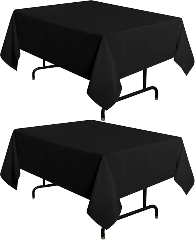 sancua 2 Pack Black Tablecloth 54 x 54 Inch, Stain and Wrinkle Resistant Square Table Cloth - Washable Polyester Table Cover for Dining Tables, Buffet Parties and Camping