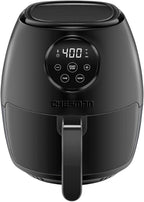 CHEFMAN Small Air Fryer Healthy Cooking, 3.6 Qt, User Friendly, Nonstick, Digital Touch Screen, Dishwasher Safe Basket, w/ 60 Minute Timer & Auto Shutoff, Matte Black, Cookbook Included