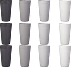 US Acrylic Newport 20 ounce Unbreakable Plastic Stackable Water Tumblers in Grey Stone | Set of 12 Drinking Cups | Reusable, BPA-free, Made in the USA, Top-rack Dishwasher and Microwave Safe