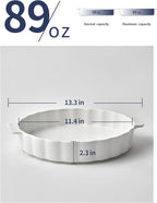 Ceramic Pie Pan For Baking,13Inch Round Baking Dish With Double Handle,Pie Plate With Ruffled Edge-Microwave, Dishwasher, and Oven Safe