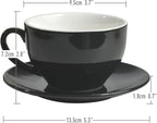Porcelain Coffee Cup with Saucer 220ml/7.3oz for Cappuccino, Latte, and Tea, Black