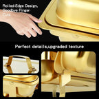 Chafing Dish Buffet Set with Gold Frame, 9 Quart Capacity, 4 Pack, Full Size Chafers