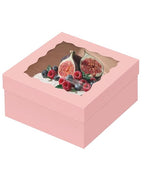qiqee 12x12x6 Cake Box, 18 Sets Pink Cake Box with Window ＆ 18 Sets 8" Cake Round Boards, 8inch Cake Containers, 10 Meters Silk Ribbon