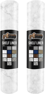 GORILLA GRIP Slip Resistant Drawer and Shelf Liner 2 Pack, Non Adhesive Water Resistant, Easy Clean and Trim, Smooth Surface Liners for Kitchen Cabinet, Shelves Drawers Pantry, 17.5 IN x 20 FT, Marble