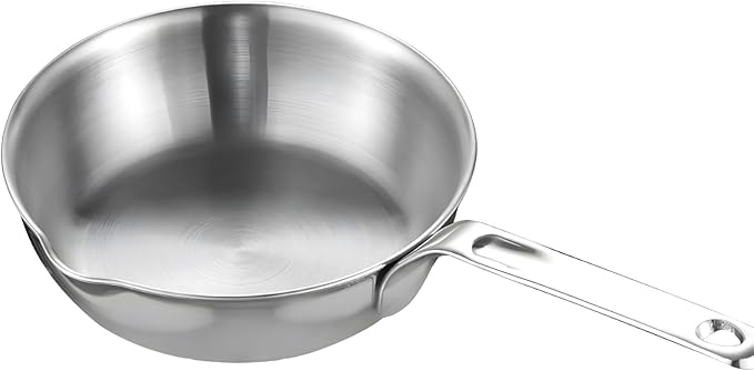 Stainless Steel Butter Warmer - 6.3 Inch Tri-Ply Mini Omelette Egg Frying Pan Induction Sauce Pan with Ergonomic Handle for Butter, Eggs, Milk & Small-Scale Cooking