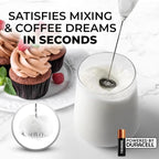 Zulay Kitchen Powerful Milk Frother Wand With 4 AA Duracell Batteries - Ultra Fast Handheld Drink Mixer - Electric Whisk Foam Maker for Coffee, Lattes, Cappuccino, Matcha & Creamer -