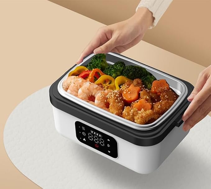 lunch box for Adults, Rechargeable Self-Heating lunch box，lunch warmer portable for work，battery powered heater for camping，1L crockpot lunch warmer，Meal Prep Friendly，bento box set
