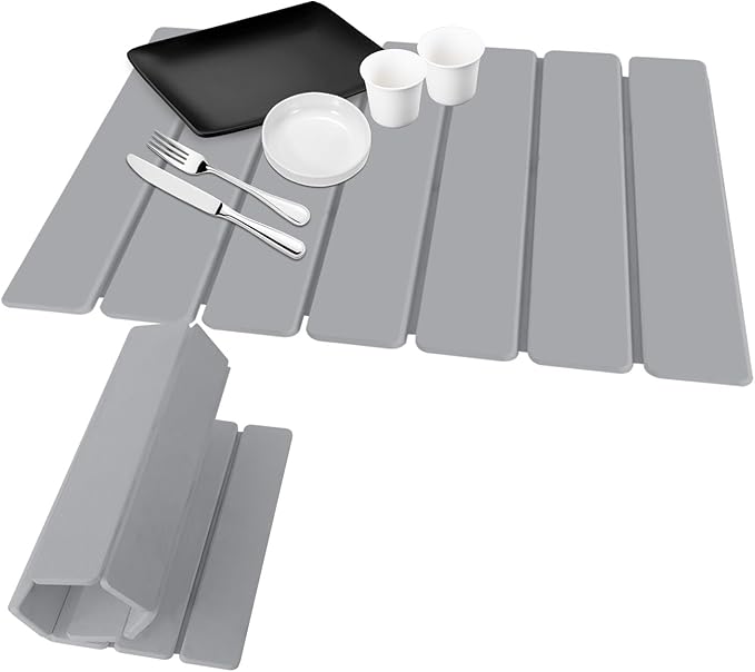 Hopegiver Gray Stone Drying Mat for Kitchen Counter, 15.75"x11.81" Foldable Quick Dry Stone Mat Kitchen, Absorbent Diatomaceous Earth Dish Drying Mats for Dishes Utensils, Includes Sanding Block