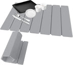 Hopegiver Gray Stone Drying Mat for Kitchen Counter, 15.75"x11.81" Foldable Quick Dry Stone Mat Kitchen, Absorbent Diatomaceous Earth Dish Drying Mats for Dishes Utensils, Includes Sanding Block