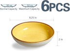 ONEMORE Porcelain Pasta Bowl 30 Oz, Large Ceramic Salad Serving Bowl/Oven, Set of 6 Kitchen Dinnerware, Microwave and Dishwasher Safe, Easy to Clean, Yellow