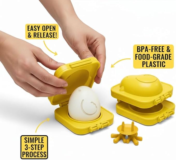 Set of 2 Yellow Chick Boiled Egg Molds - Cute Creative Egg Shaper, Fun Breakfast Helper