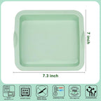 4 Pcs Layer Cake Pans Set, 6 Inch Rainbow Cake Baking Pans,Silicone Cake Molds for Mother's Day Pizza Vegetable Pancake Quiche and Resin Crafts (Square)