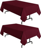 sancua 2 Pack Burgundy Tablecloth 60 x 84 Inch, Rectangle 4 Feet Table Cloth - Stain and Wrinkle Resistant Washable Polyester Table Cover for Dining Tables, Buffet Parties and Camping