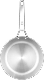 BRA COOKWARE Signature Deep Frying Pan | 11 inches Professional High Skillet | Stainless Steel Deep Frying Pan | All Stovetop Compatible | PFOA Free | w/o Non-Stick Coating | Polished Finish