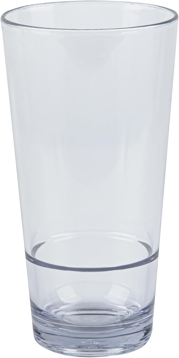 Restaurantware-Bev Tek 20 Ounce Clear Drinking Glasses, 10 Heavy-Duty Plastic Highball Glasses - Dishwashable, Stackable, Clear Plastic Cooler Glasses, For Serving Drinks At Catered Events