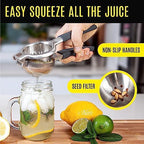 Stainless Steel Lemon Squeezer Press - No Seeds, Pro-Grade, Effortlessly Get Every Drop - Manual Non-Slip Grip Design - Lemon Lime Squeezer, Orange, and Citrus Fruit Hand Held Lemon Juicer Squeezer