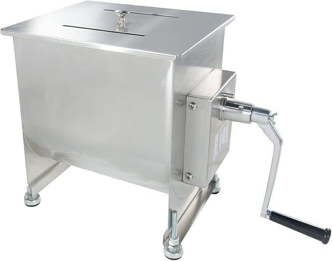 CMI Commercial Tilting Mixer Stainless Steel Manual Meat Mixers with Lid, 35Lb/20L Tilt Tank,(Mixing Maximum 35Lb for Meat),Sausage Mixer Machine Meat Processing Equipment