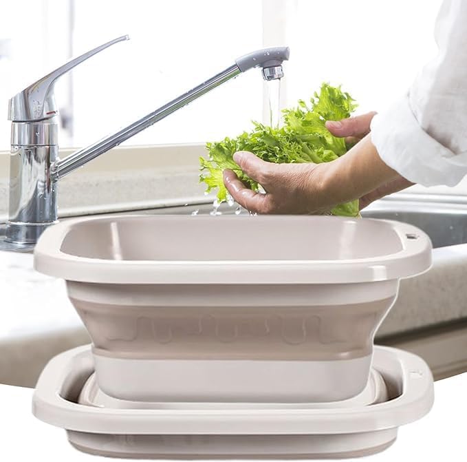 2pcs Folding Colander Bowls Strainers for Kitchen, Double Layer Drain Basket and Fruits Bowl, Multipurpose Food Prep Container for Pasta, Spaghetti, Vegetables, & Fruit Draining (Milky white)