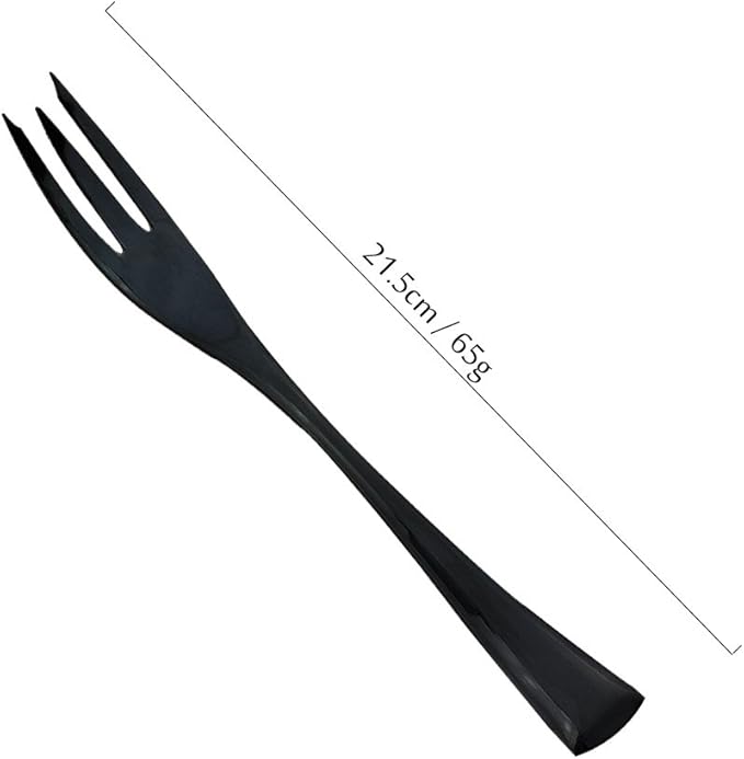 JASHII 18/10 Stainless Steel 4 Piece Mirror Polished Black Fish Fork Black Server Utensil Set