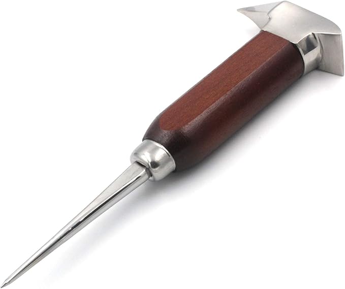 Ice Pick Stainless Steel, Ice Picks for Breaking Ice, Ice Pick with Wood Handle, Ice Picks for Kitchen, Bars, Bartender, Best Ice Carving Tools (short)