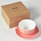 Porcelain Coffee Cup with Saucer 220ml/7.3oz for Cappuccino, Latte, and Tea, Pink