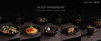Famiware Aegean Dinnerware Set for 4, 12-Piece Plates and Bowls Sets, Stoneware Scratch Resistant Dinner Set, Handmade Irregular Round Dishes, Microwave and Dishwasher Safe, Black Coffee