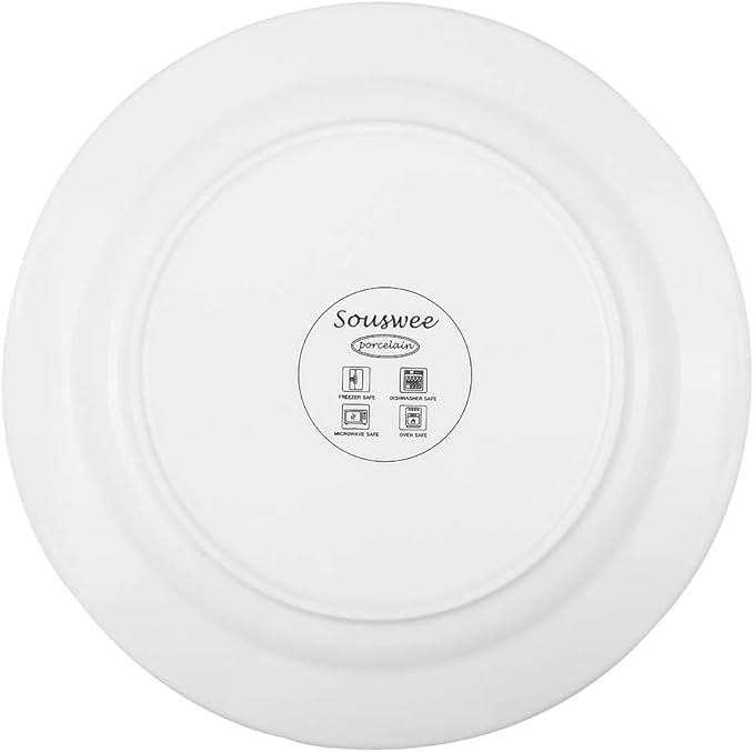 6pcs Dinner Dessert Plate 10.5inch White Porcelain Salad Plates with Round Flat Design