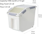 LISM 2 Pack Dog Food Storage Container with Scoop,Large Airtight Pet Dog Food Bin,Container for Dog Treats Rice,Dog Cat Dry Food Bin,Baking Supplies,Flour,Rice,Kitchen Pantry Cereal(25 LB)