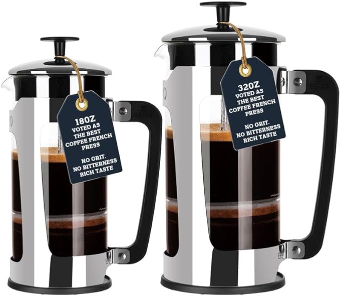 ESPRO - P5 French Press Coffee Maker – Patented Double Microfilter for Sludge and Grit Free Coffee, Black, 32 oz