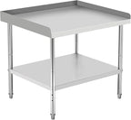 36x28x30 Inch Stainless Steel Equipment Grill Stand Table 400 Lbs Capacity NSF Certified with Adjustable Legs, 2" Edge Baffle, for Hotel, Home, Commercial Restaurant Kitchen