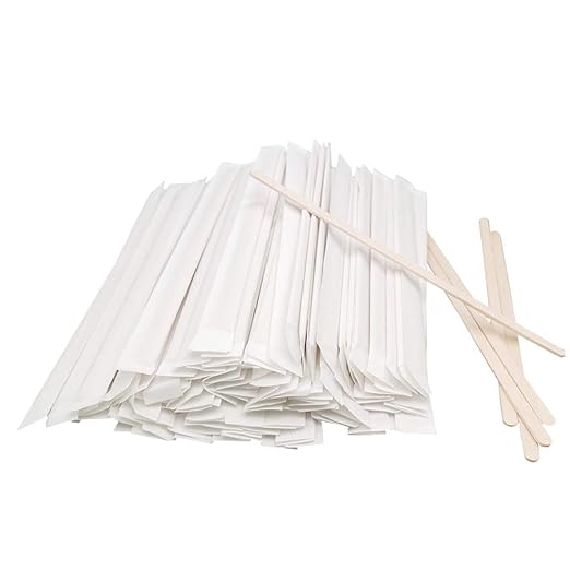 180 Pcs Coffee Stick Wooden Stirrers 7 inchs Individually Wrapped Swizzle Drink Stirring Sticks for Handmade Popsicle Fruit Craft