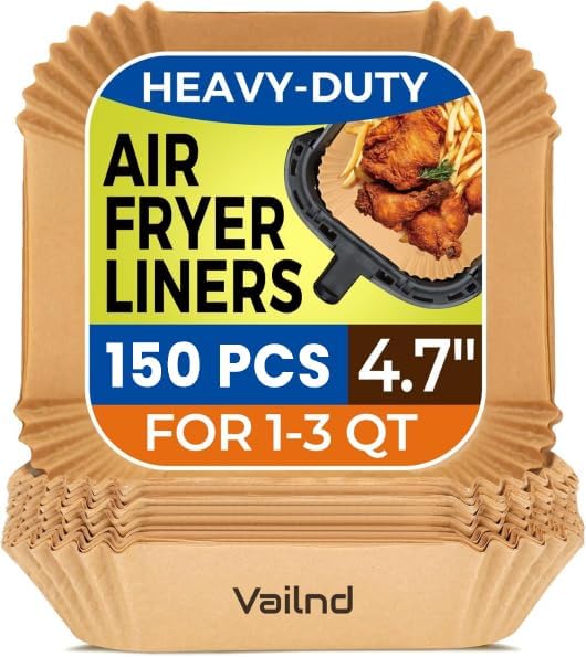 150PCS Small Air Fryer Liners Disposable, 4.7 Inch Parchment Paper for COSORI 2.1 Qt Air Fryer, Square Baking Paper Sheets for Mini Airfryer Basket