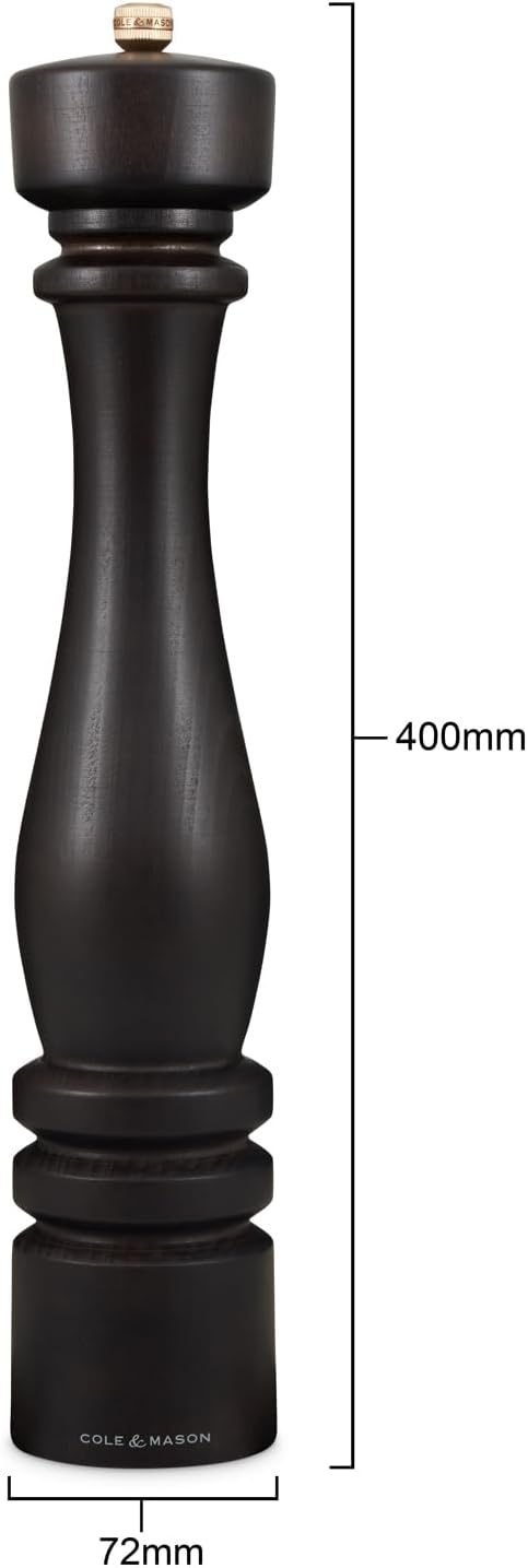 Cole & Mason London Refillable Spice Mill - Kitchen & Home Accessory - Table Black Pepper Grinder - Pepper Mill with Carbon Steel Mechanism - 15", Chocolate Wood