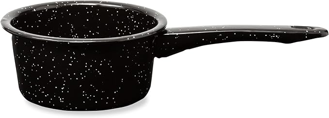 Granite 1 Quart Saucepan, Naturally Nonstick Sauce Pots, Speckled Enamel Cookware, Small Sauce Pan for Cooking and Boiling, Granite Cooking Pot for Stovetop, Campfire, Outdoor Stove
