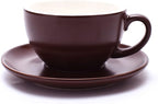 Latte Art Cup and Saucer, Latte & Cappuccino Mate for Coffee Shop and Barista (Matte Brown, 10.5 oz)