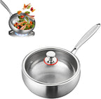 Titanium Hammered Pan with Lid, Thickened Multi-Layer Stock Pot, Titanium Wok Pan, Scratch-Resistant Non Stick Titanium Frying Pans, Even Heating for Cooking,11.02in/lid