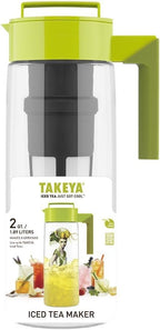Takeya Flash Chill Iced Tea Maker - Airtight & Durable Iced Tea Maker Jug with Silicone Carry Handle - Leak-Proof & Lightweight Tea Infuser with Patented Flash Chill Technology - 2 Quart, Avocado