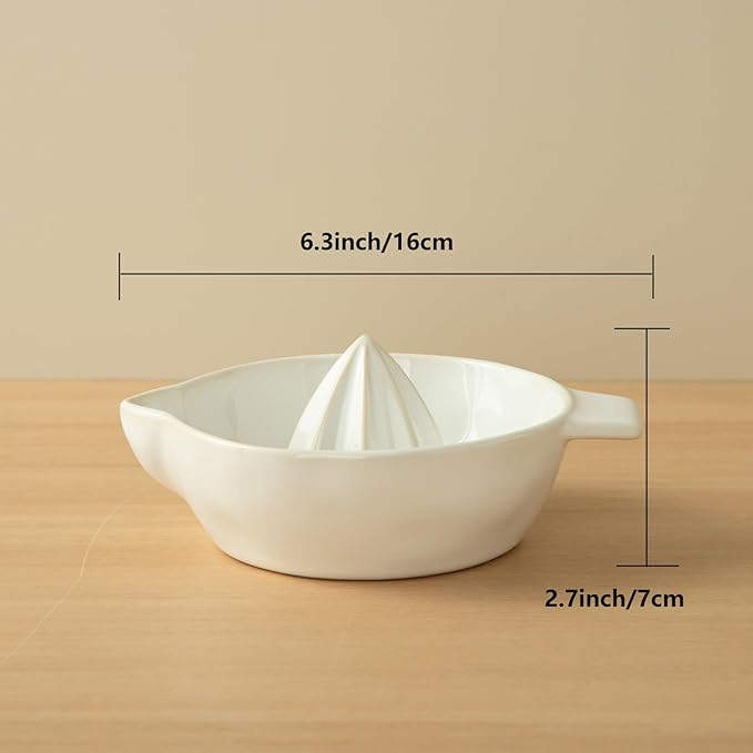 Ceramic Lemon Juicer Reamer Manual Citrus Lime Hand Squeezer Bowl with Handle and Pour Spout, Handheld, Easy to Use and Clean