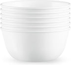 Corelle Vitrelle 28-oz Soup/Cereal Bowls Set of 6 Chip & Crack Resistant Dinnerware Bowls for Soup, Ramen, Cereal and More, Triple Layer Glass, Winter Frost White