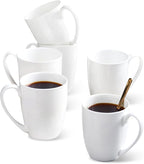 White Thin Over 45% Bone Content Fine Bone China Coffee Mugs 10 oz, Lightweight Porcelain Cups for Espresso Latte Mocha Cappuccino, Luxury Ceramic Tea Cup, Set of 6 Dishwasher Microwave Freezer Safe
